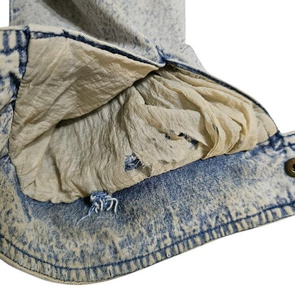 Vintage Van Cort Denim Jacket M Acid Wash Distressed Stained Thrashed Bomber - Picture 15 of 16